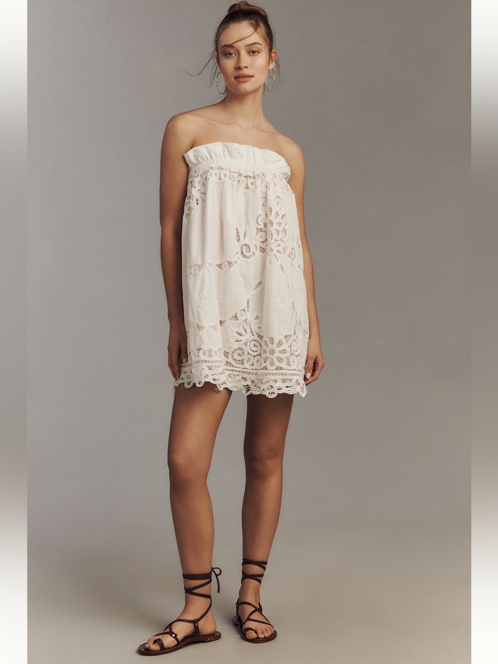 Anthropologie Maeve Strapless Lace Mini Dress Medium NWT - Picture 2 of 6